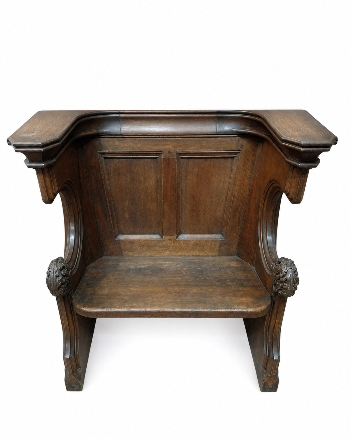 19th Century Gothic Revival Oak Three-Seater Hall Bench / Pew