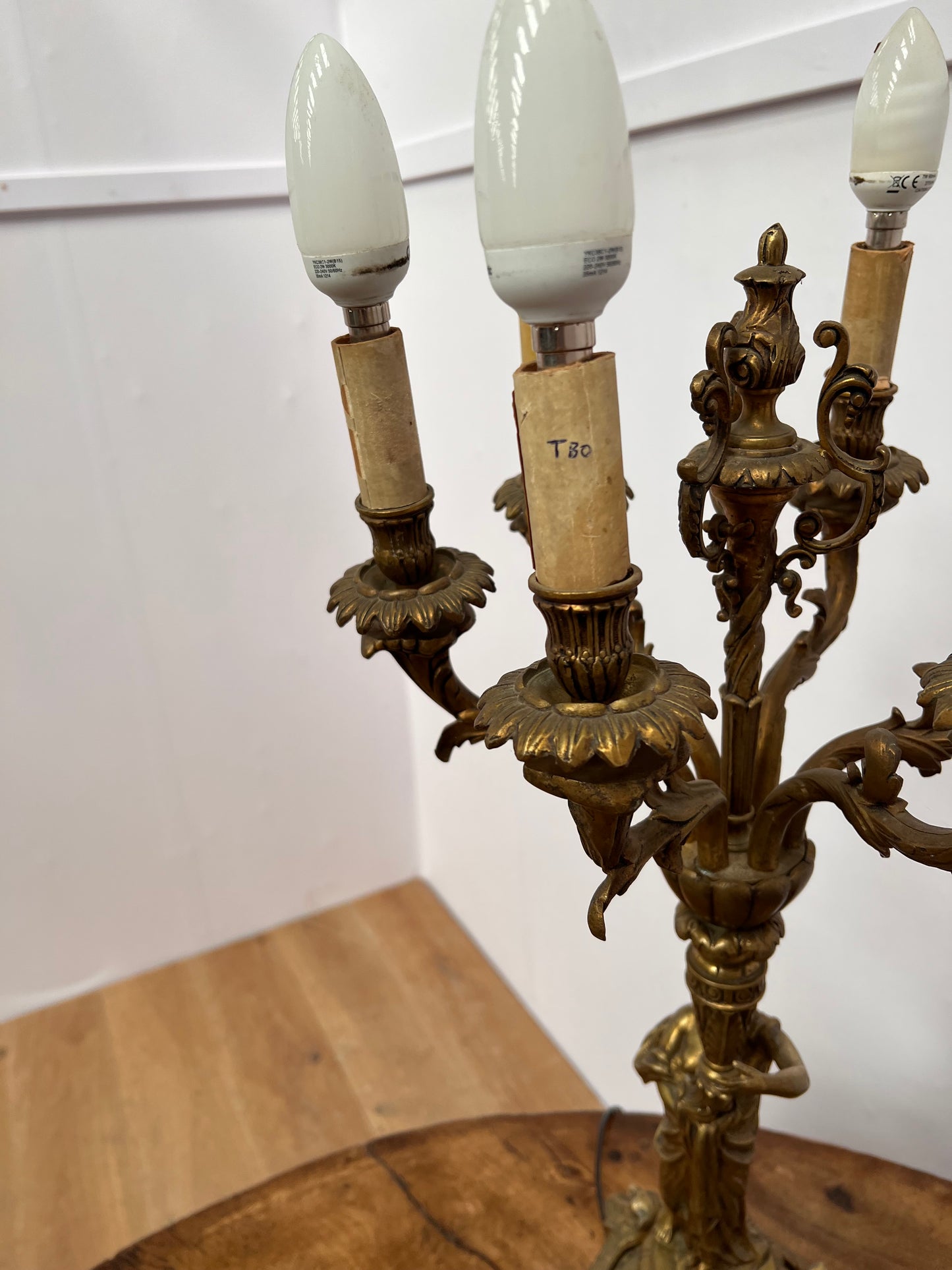 6 Branch brass table lamp