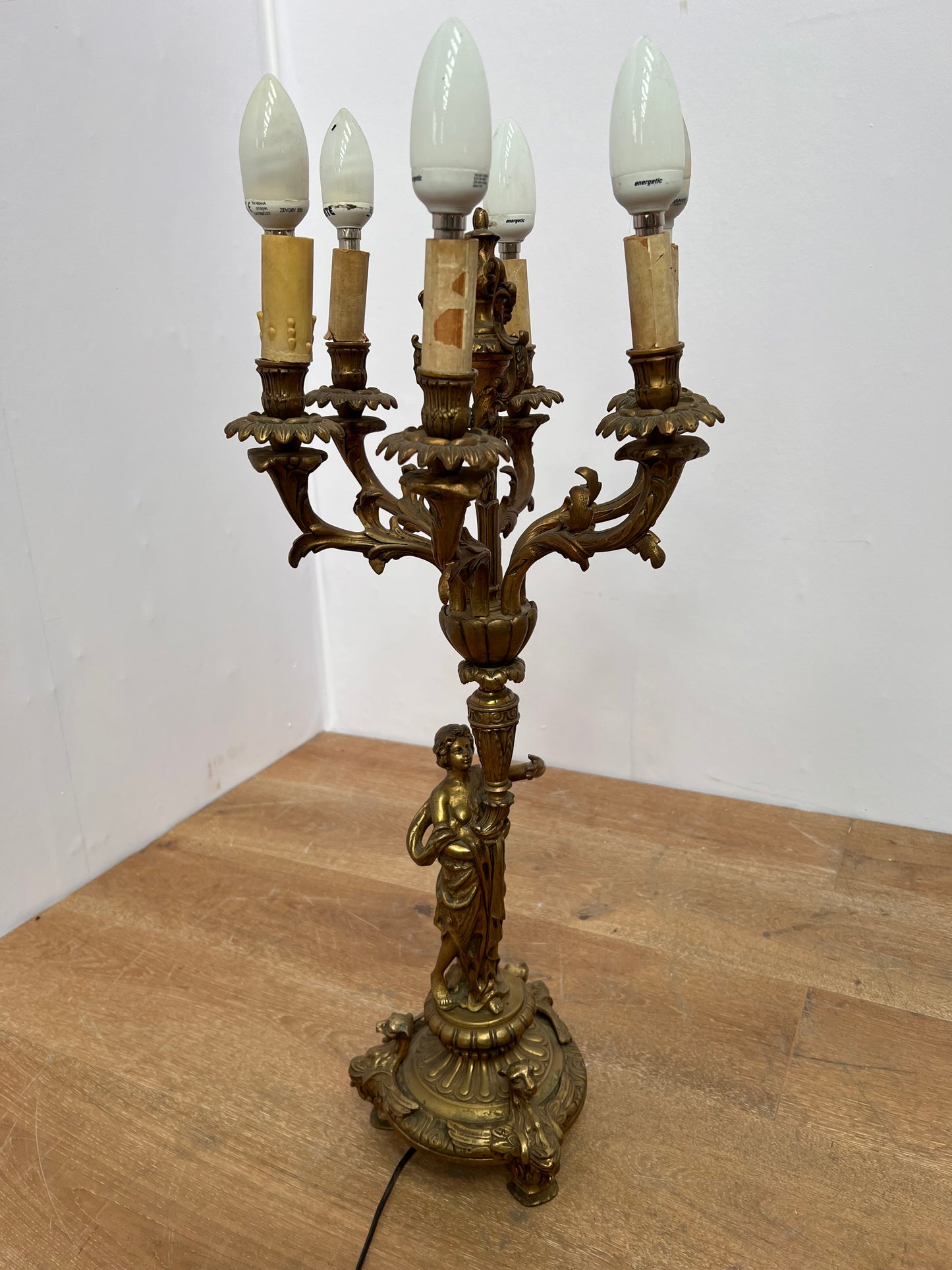 6 Branch brass table lamp