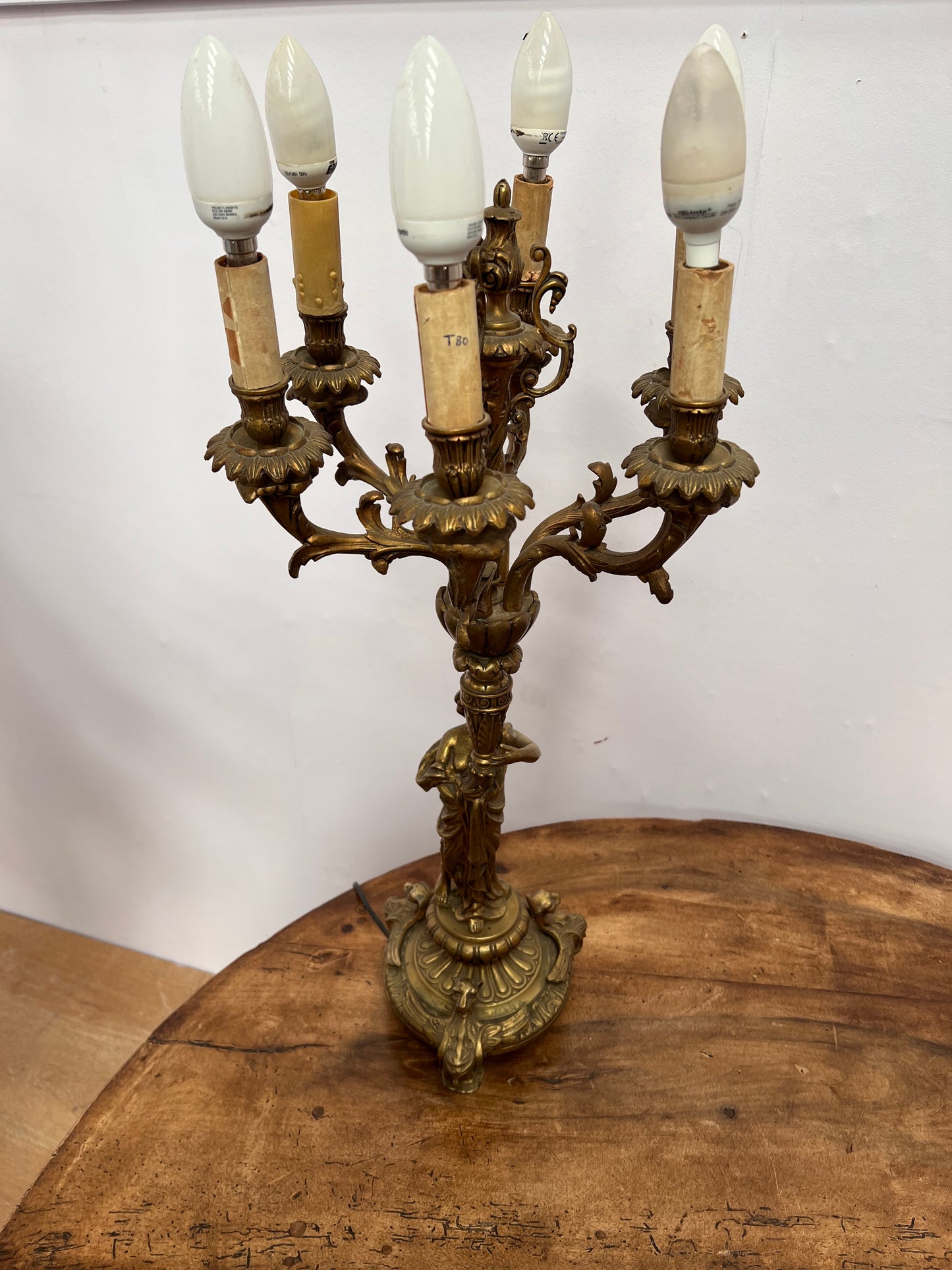 6 Branch brass table lamp