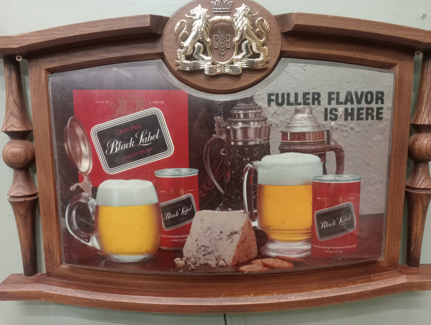70s Black label advertising light up sign - in working order