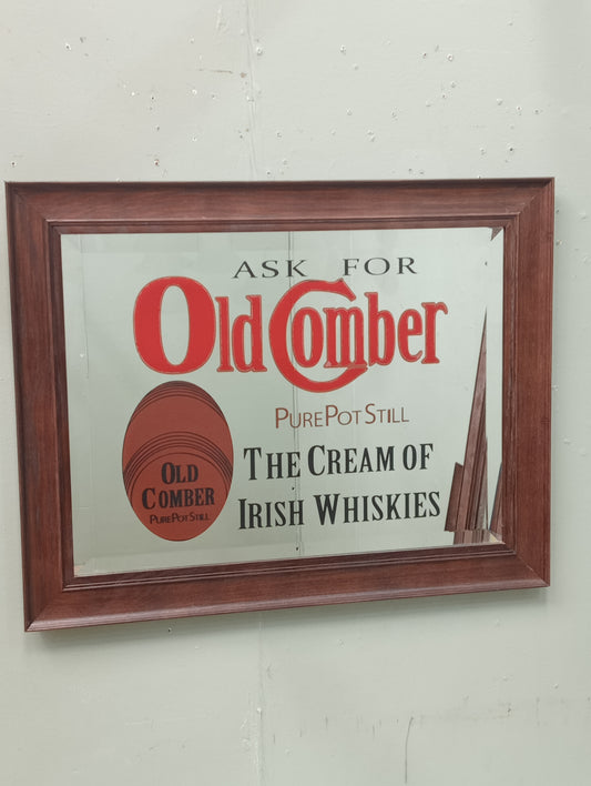 Ask for old Comber pure pot still the cream of Irish whiskies bevelled advertising mirror
