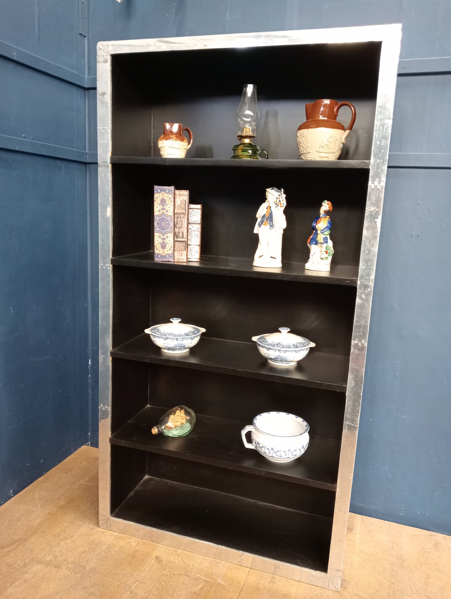 Aviation style open bookcase