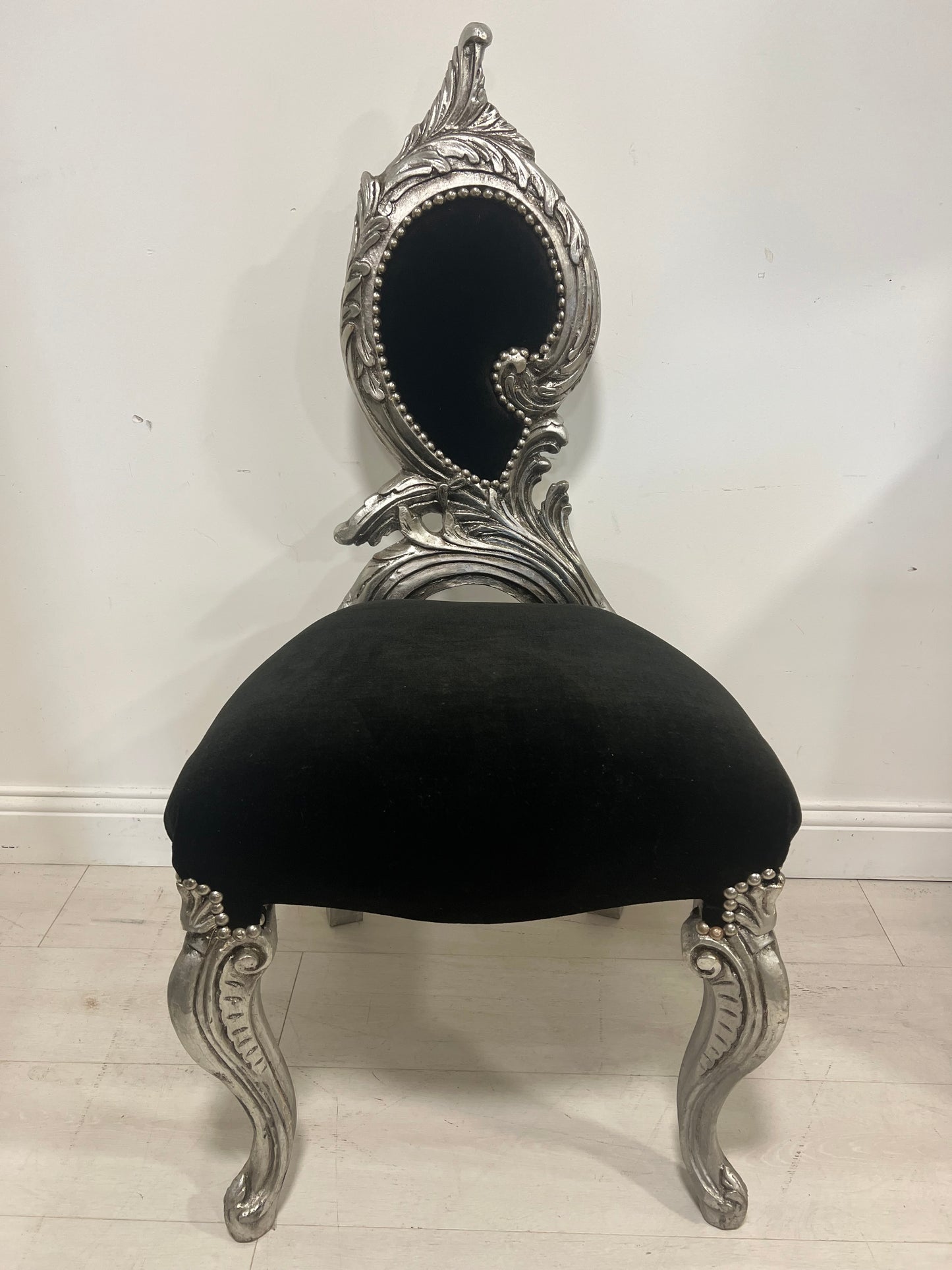 Black suede hall chair - french hall chair