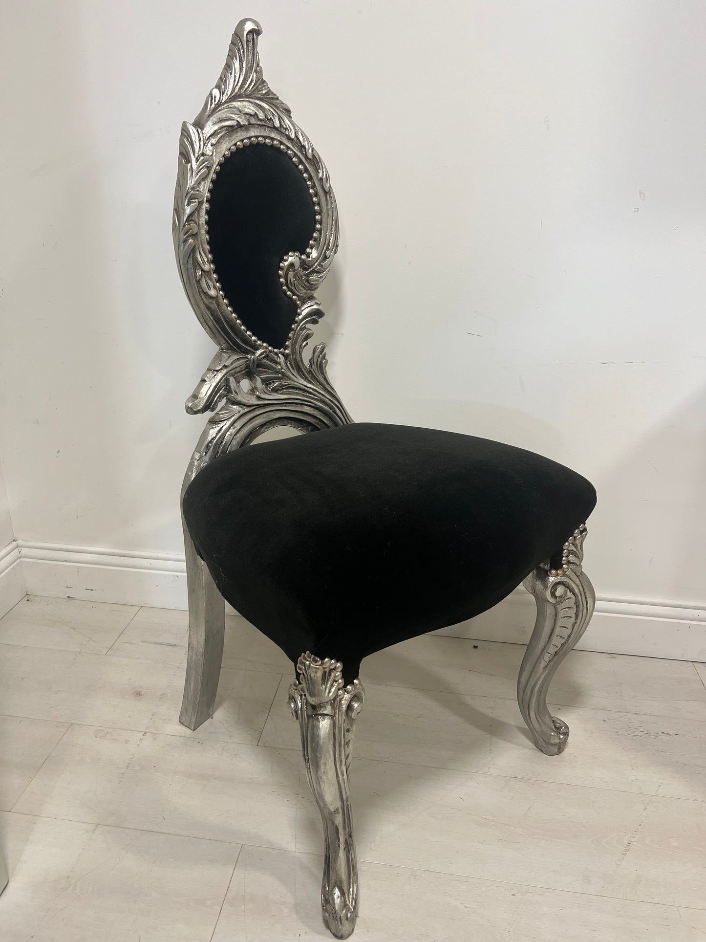 Black suede hall chair - french hall chair