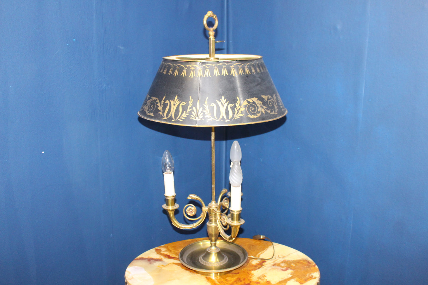 Brass Bouilette table lamp enamel shade