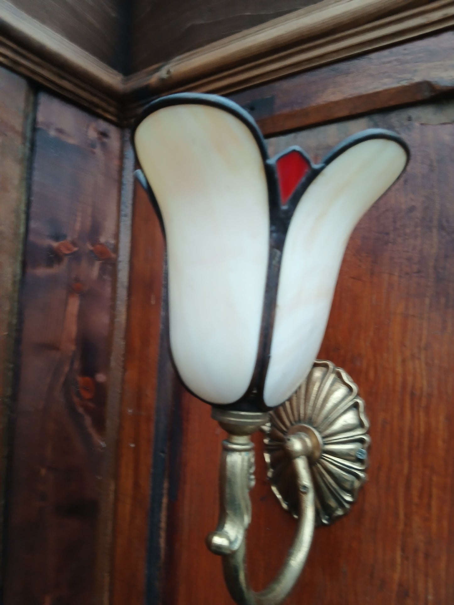 Brass wall light tulip shade