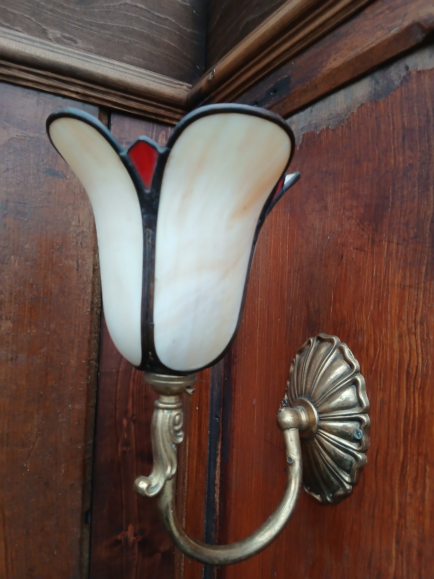 Brass wall light tulip shade