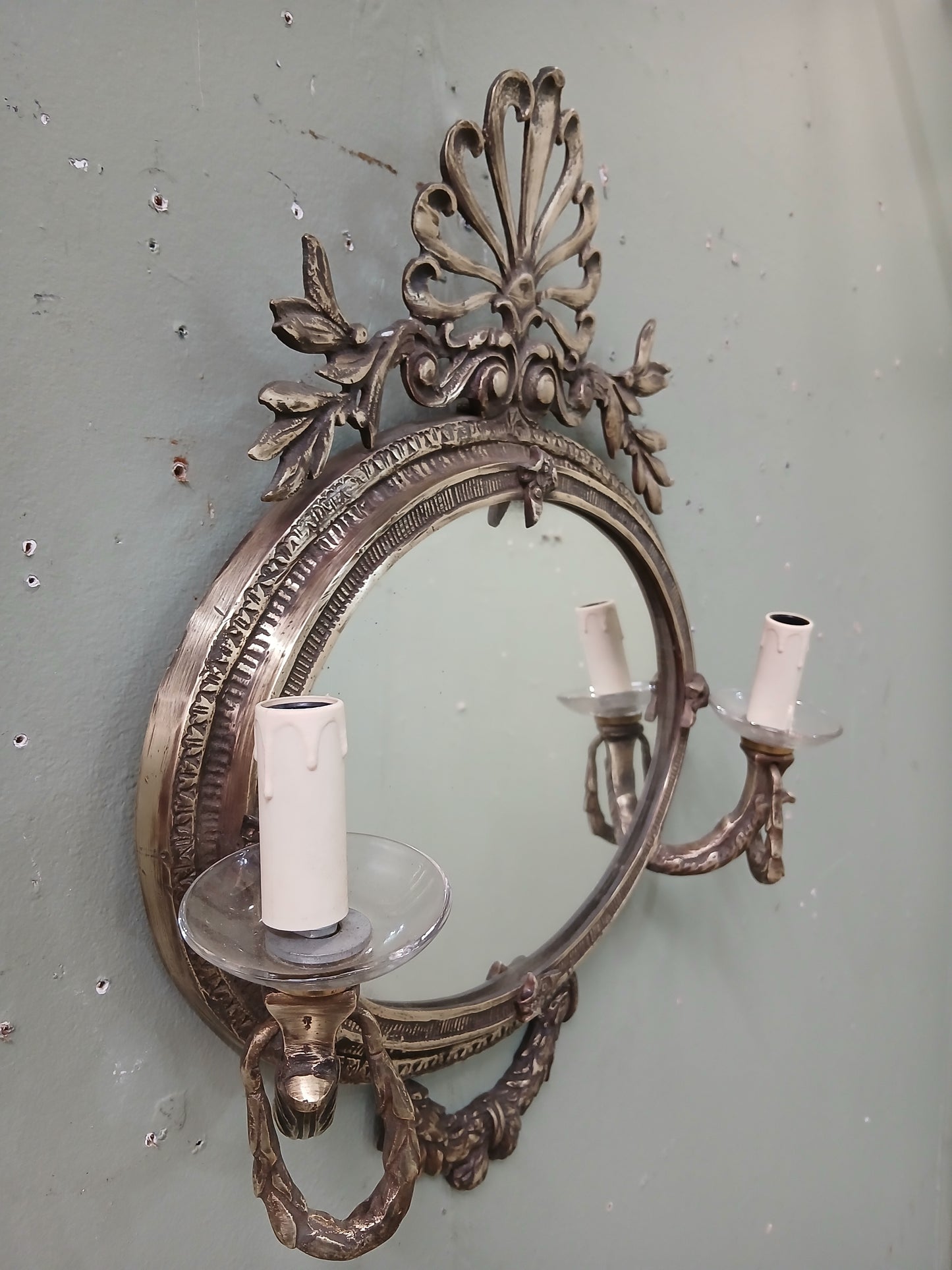 Bronze Victorian Gesso Girandole mirror