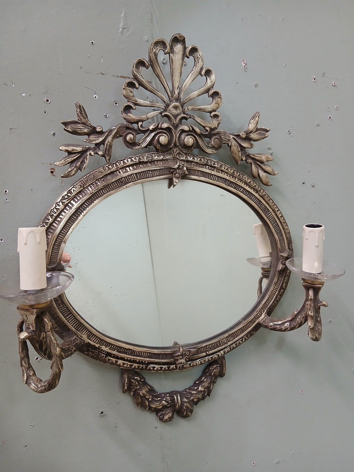 Bronze Victorian Gesso Girandole mirror