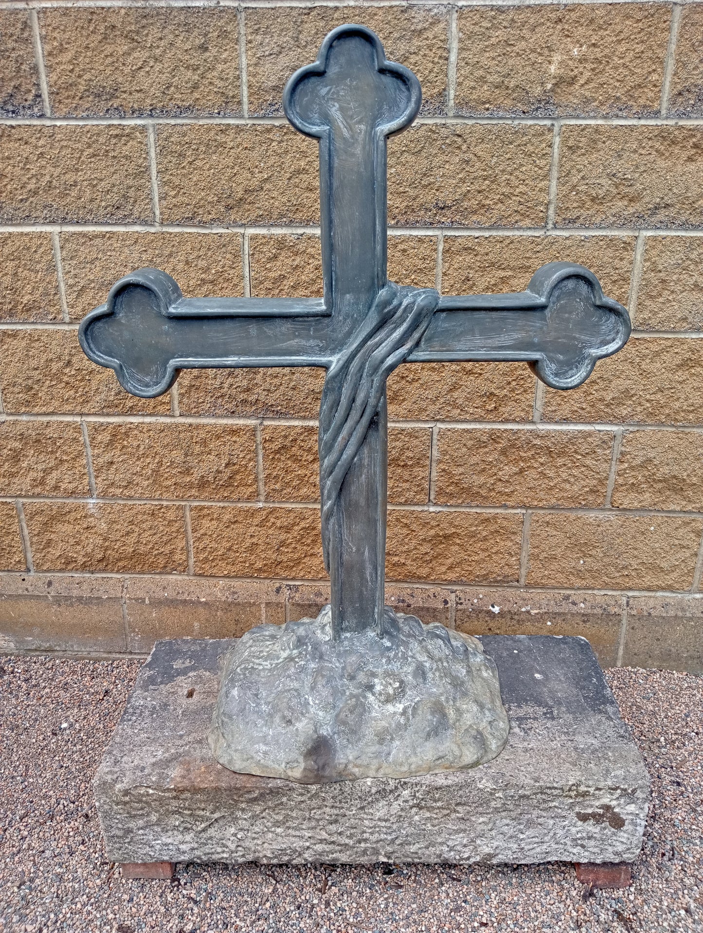 Bronze cross on Sandstone base