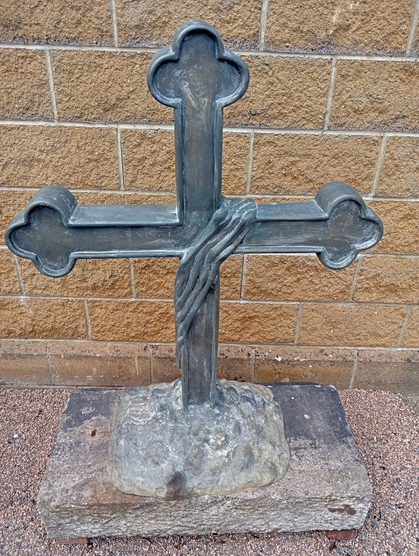 Bronze cross on Sandstone base