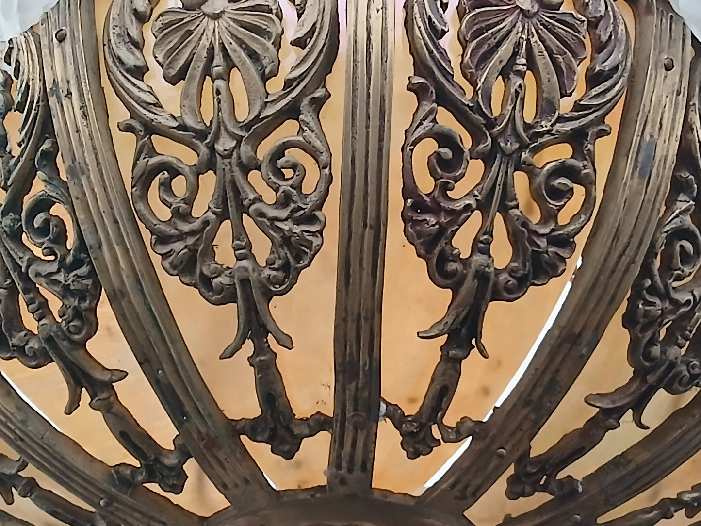 Bronze opaque centre light with 6 flame droplets