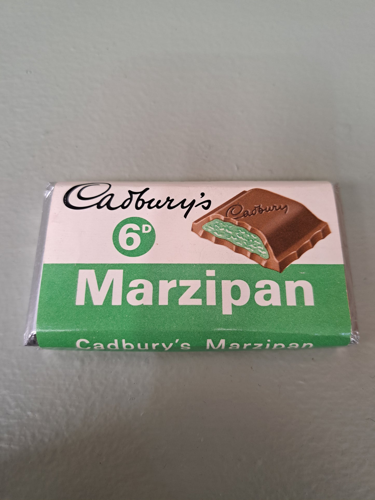 Cadburys Marzipan 6D dummy chocolate bar shop display circa 1940s