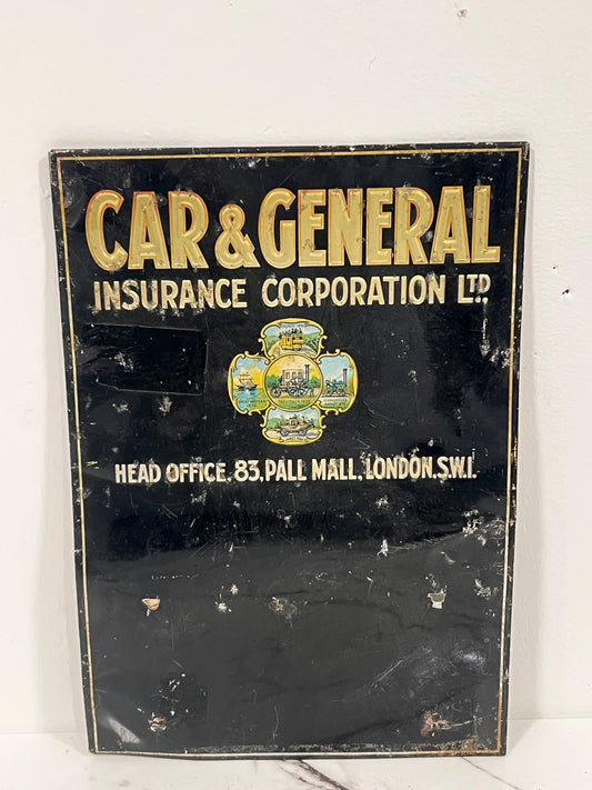 Car and general tin plaquard