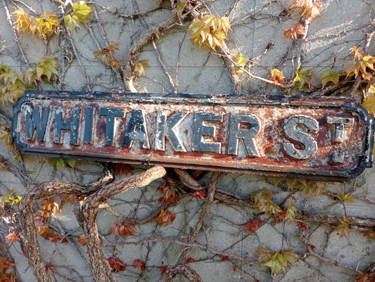 Cast iron Street sign Whitaker St