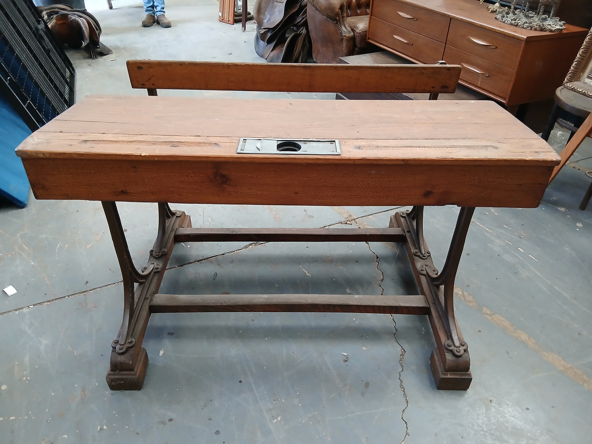 Cast Iron & Oak School Desk