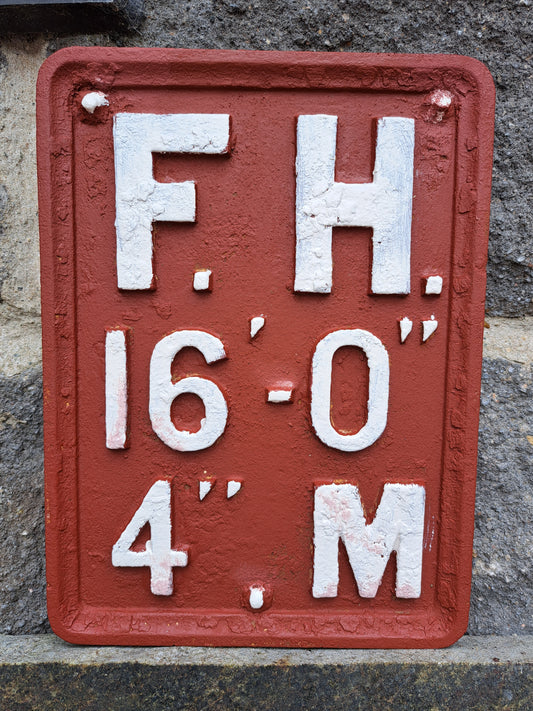 Cast iron fire hydrant sign