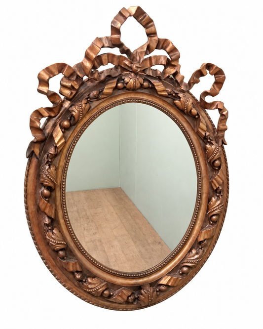 Giltwood Rococo-Style Oval Wall Mirror