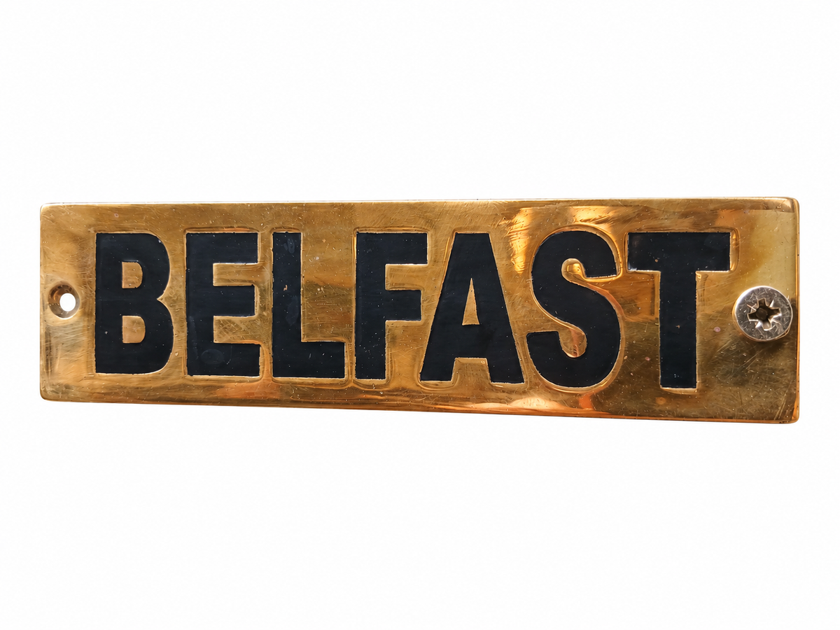 Vintage Brass “Belfast” Sign