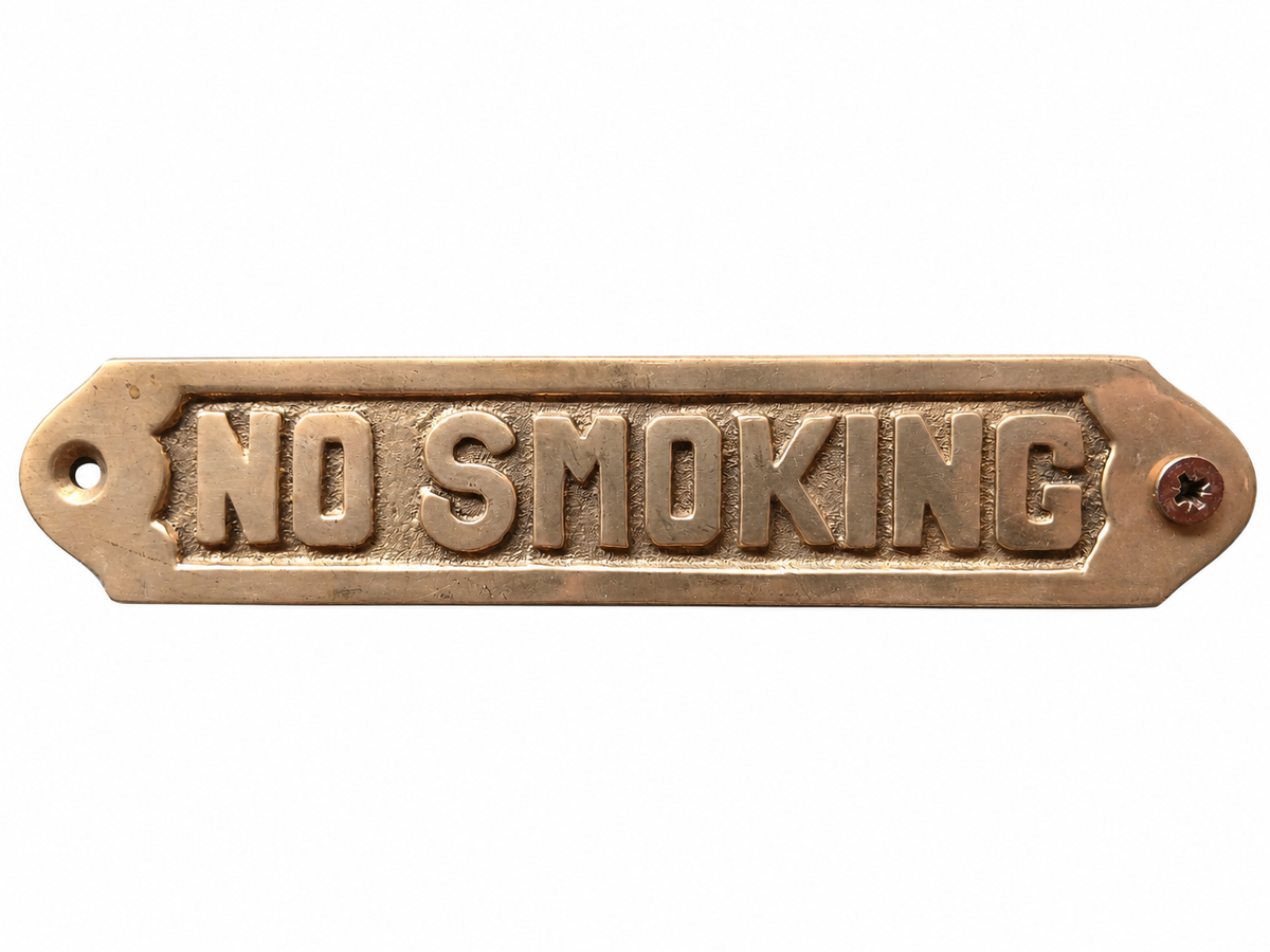 Vintage Cast Brass “No Smoking” Sign