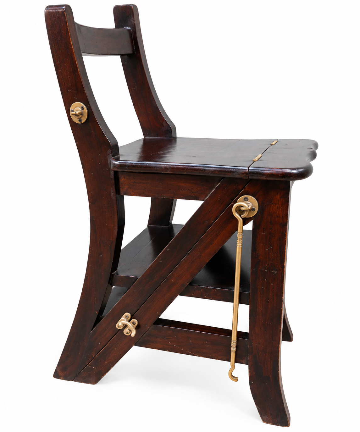 Mahogany Metamorphic Library Chair / Folding Library Steps