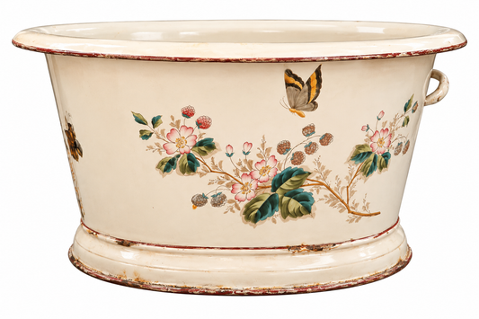 Vintage Floral Enamel Foot Bath / Jardinière