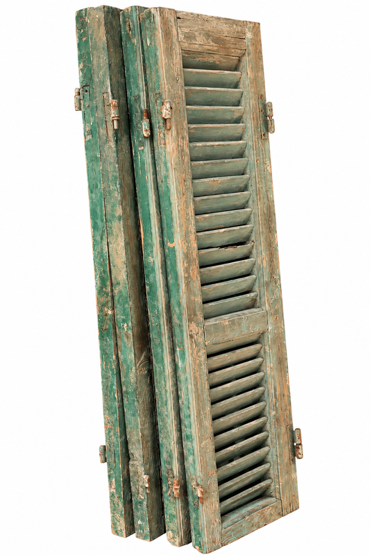Set of four green Louvre Shutters