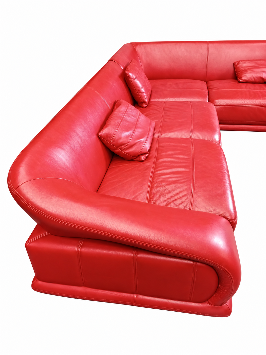 Italian Design Retro Red Leather Corner Sofa