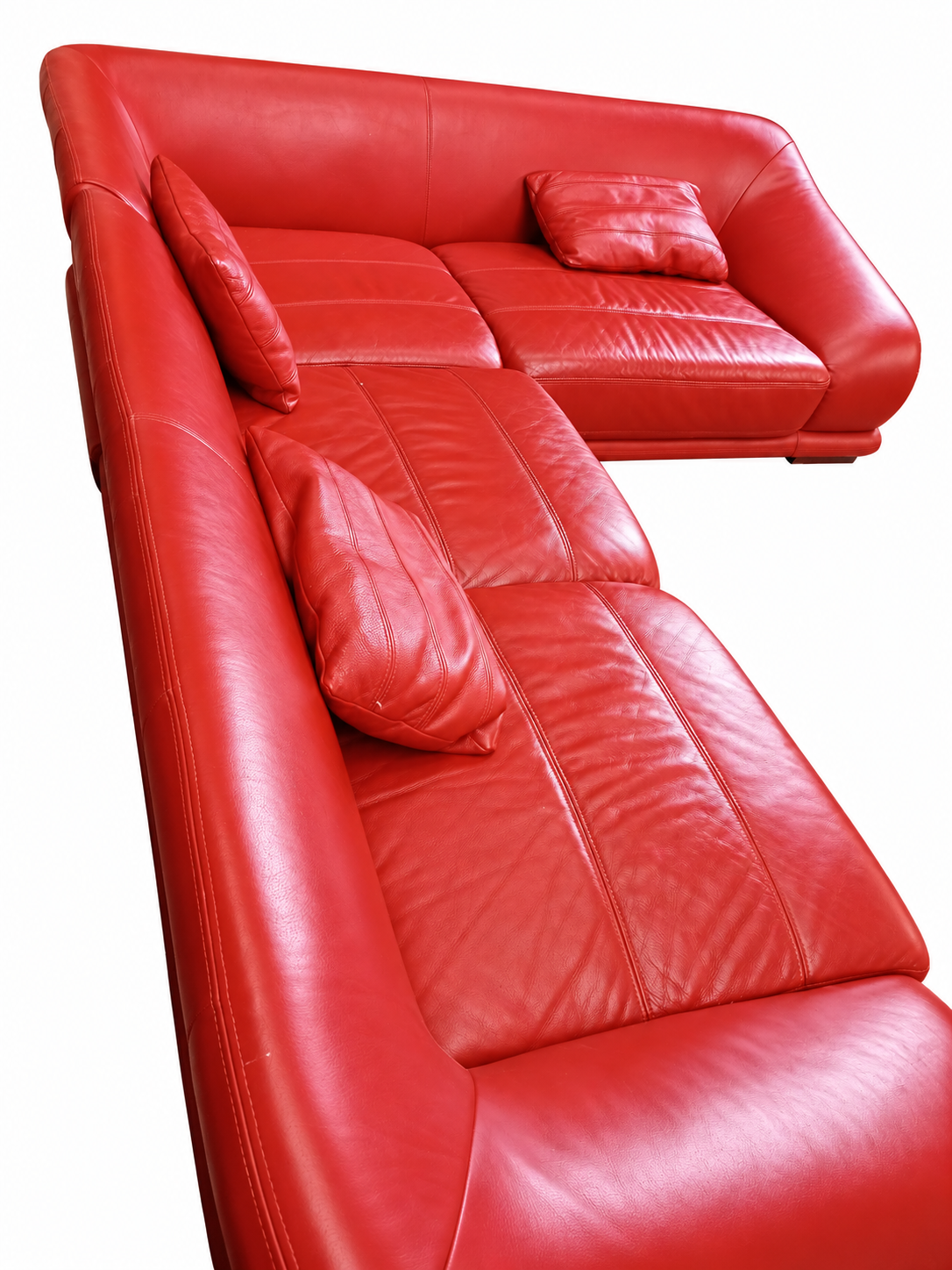 Italian Design Retro Red Leather Corner Sofa