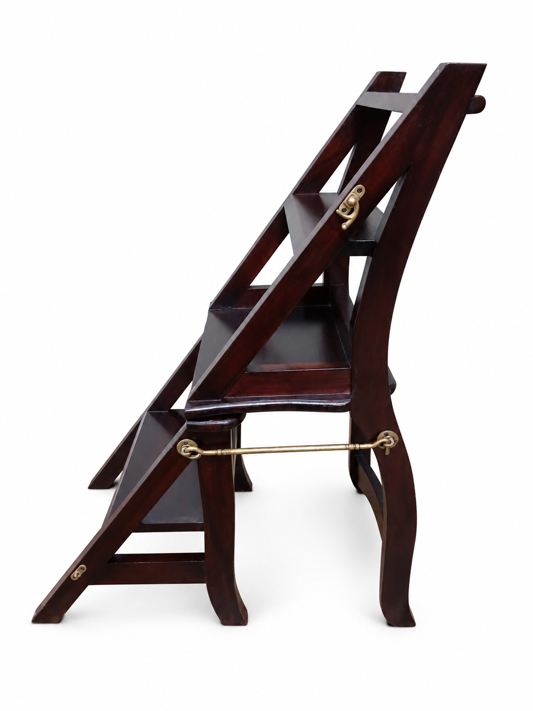 Mahogany Metamorphic Library Chair / Folding Library Steps