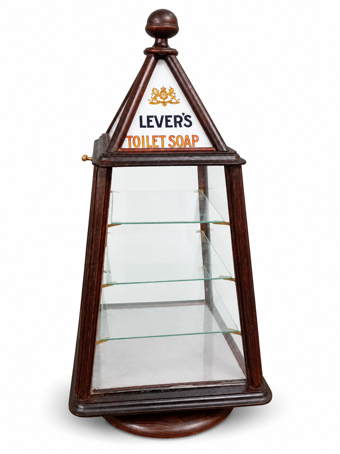 Lever brothers soap makers mahogany revolving three tier cabinet