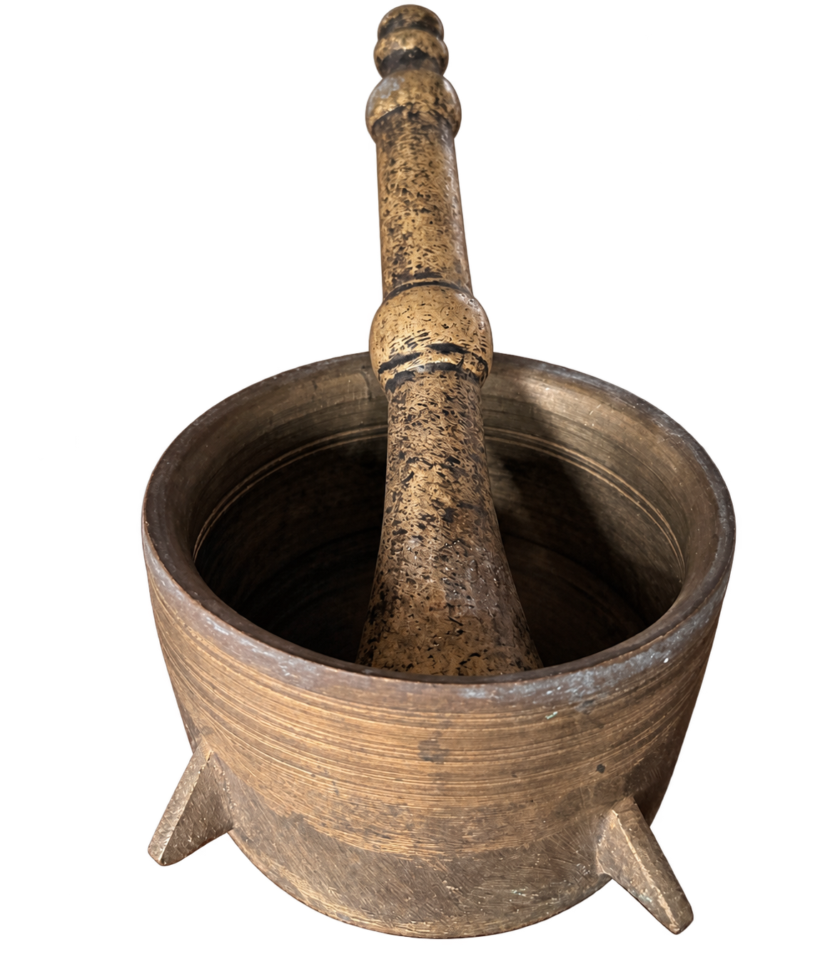 Large Antique Brass Mortar & Pestle