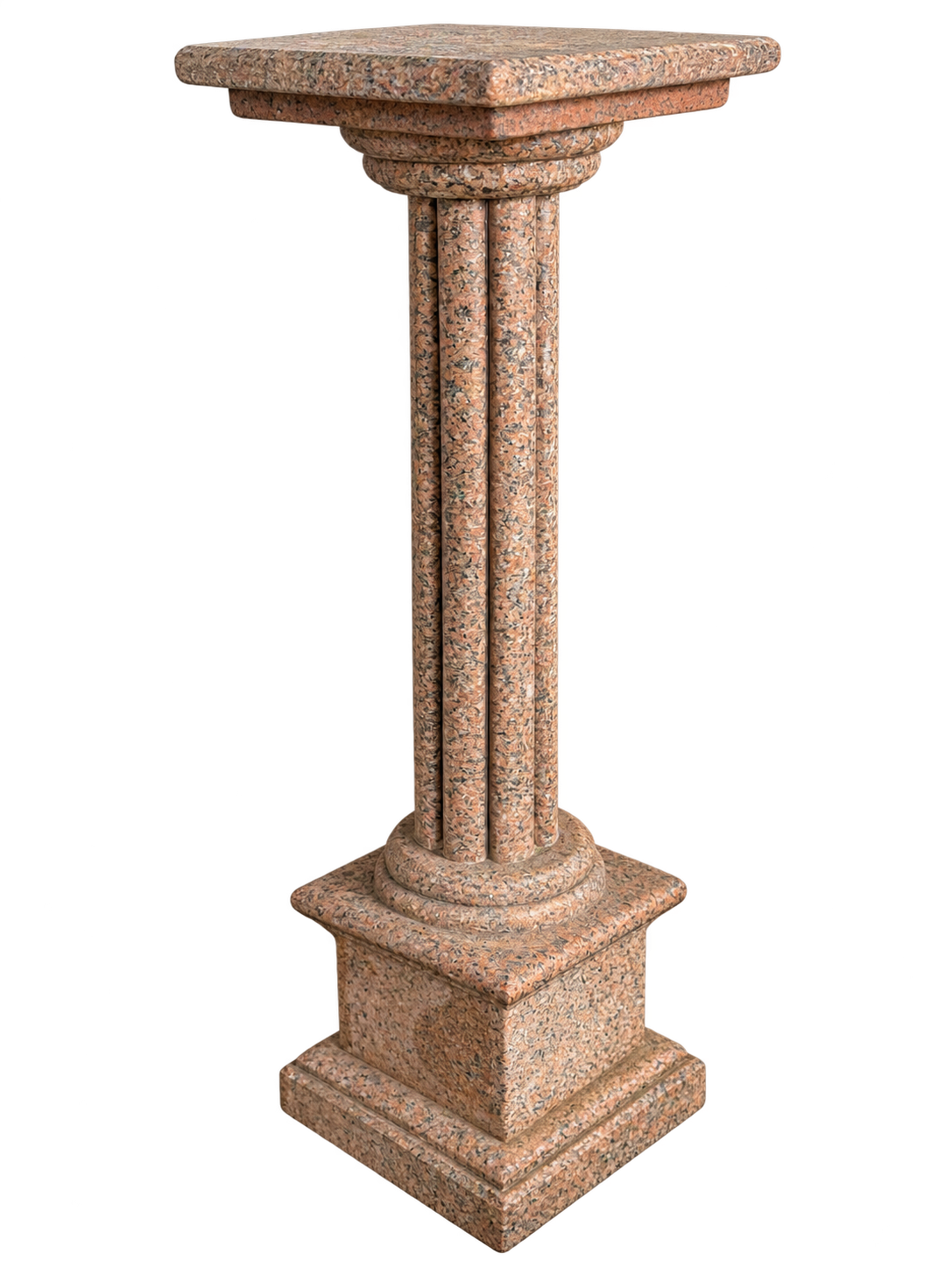 Pair of Marble Column Pedestals with Square Tops