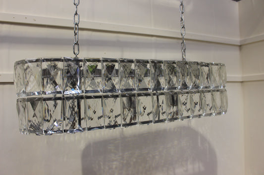 Chrome and glass rectangular hall light with 10 chrome branches