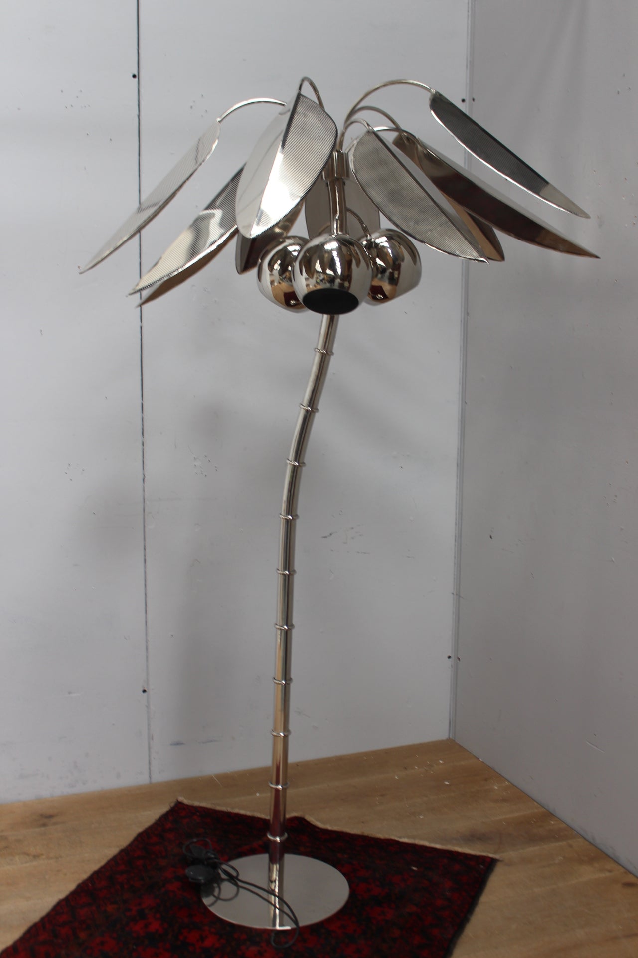 Chrome palm tree shape floor lamp