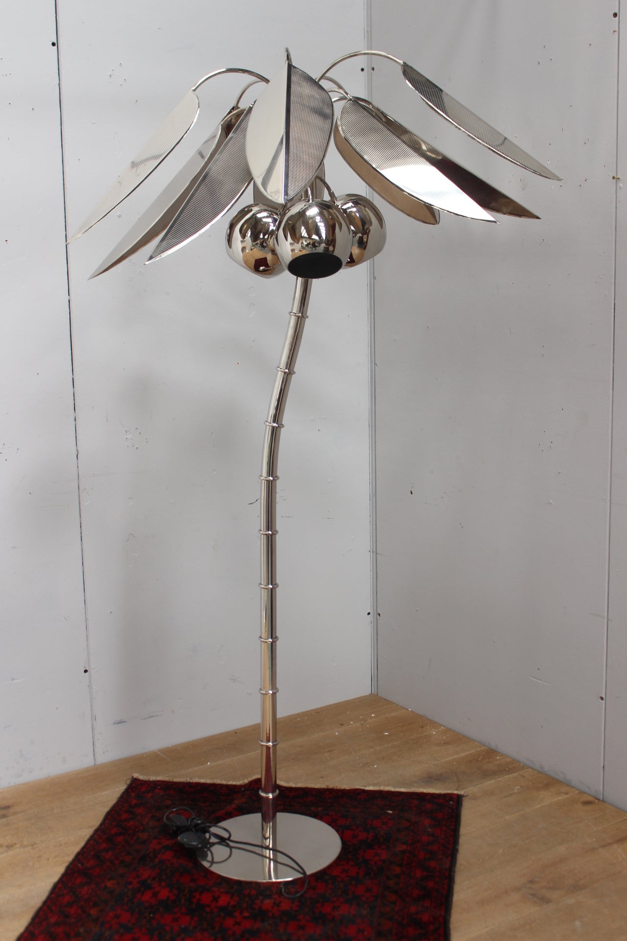 Chrome palm tree shape floor lamp