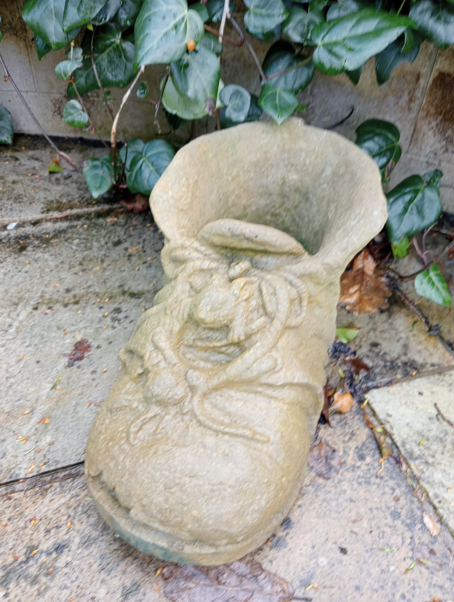 Composition stone boot planter