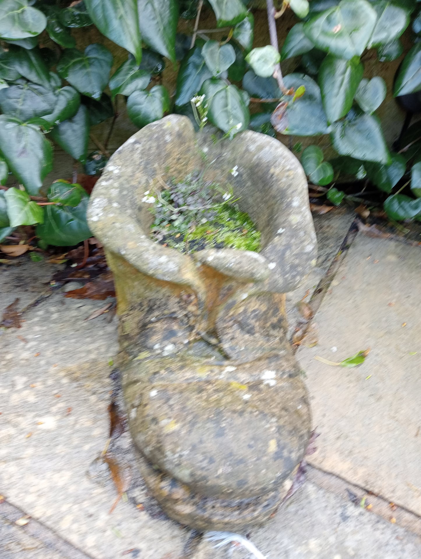 Composition stone boot planter A