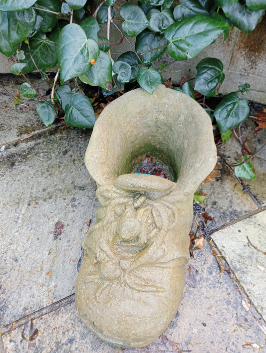 Composition stone boot planter