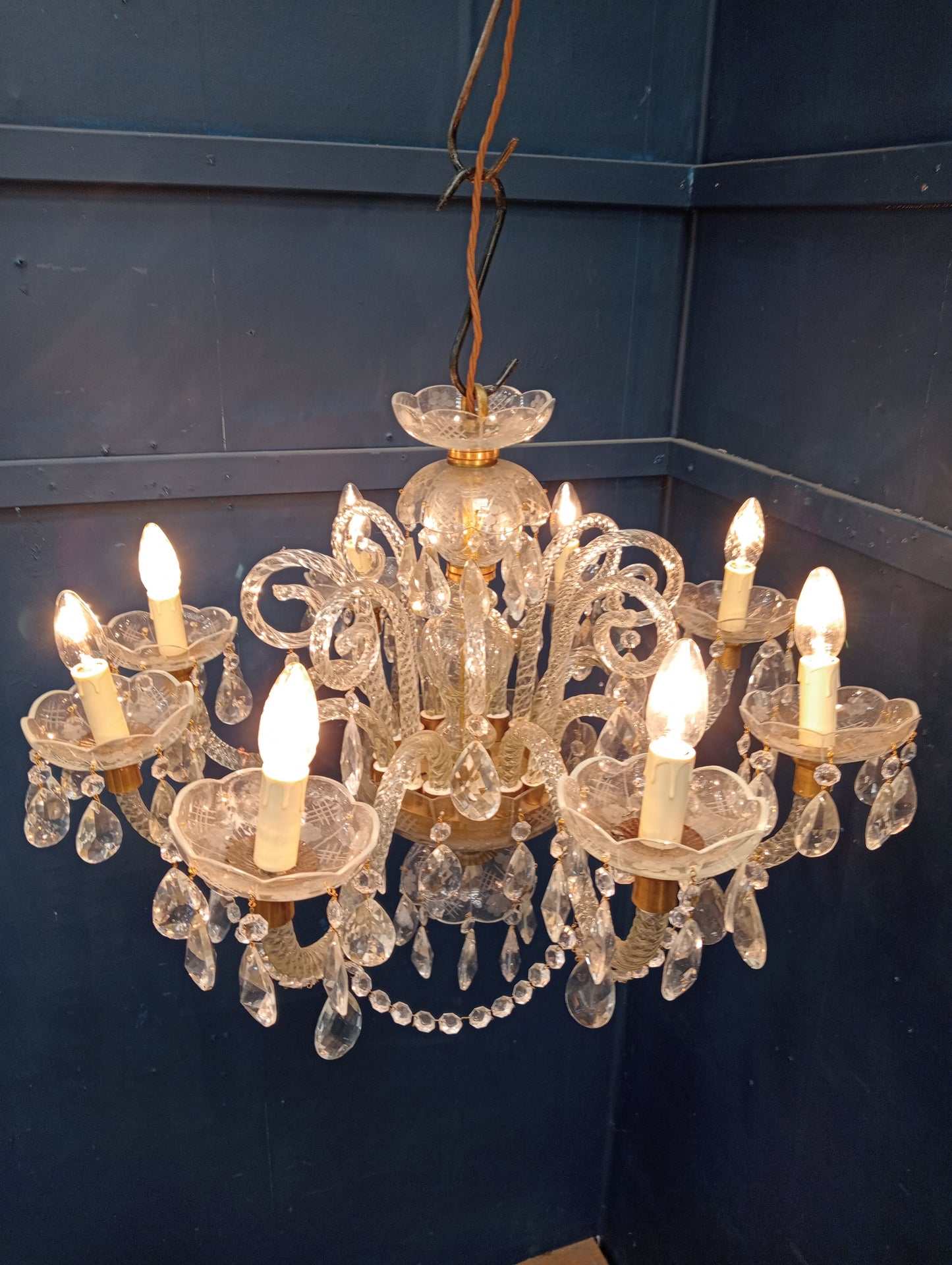 Cut glass 8 branch chandelier