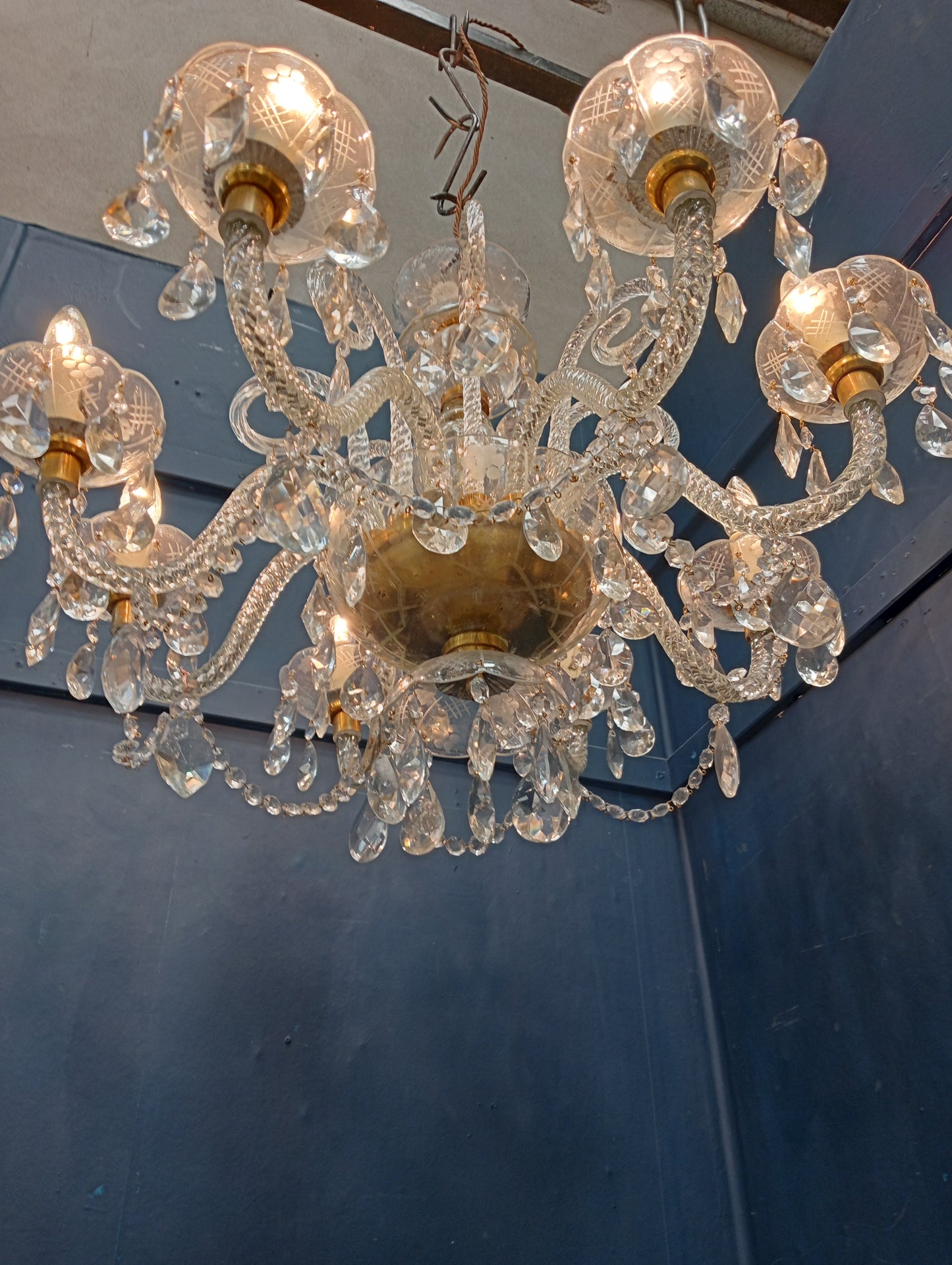 Cut glass 8 branch chandelier