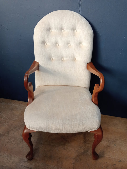 Deep button Queen Ann leg armchair