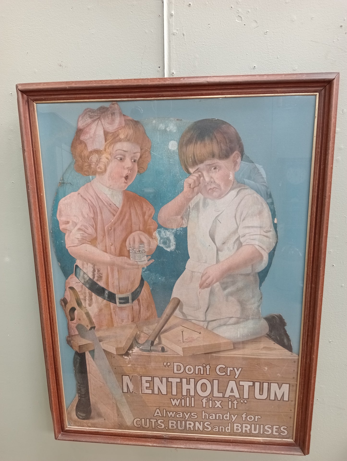 Don’t Cry Mentholatum will fix it advertising framed showcard