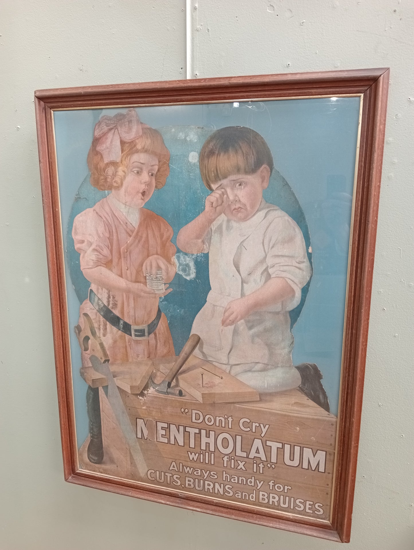 Don’t Cry Mentholatum will fix it advertising framed showcard