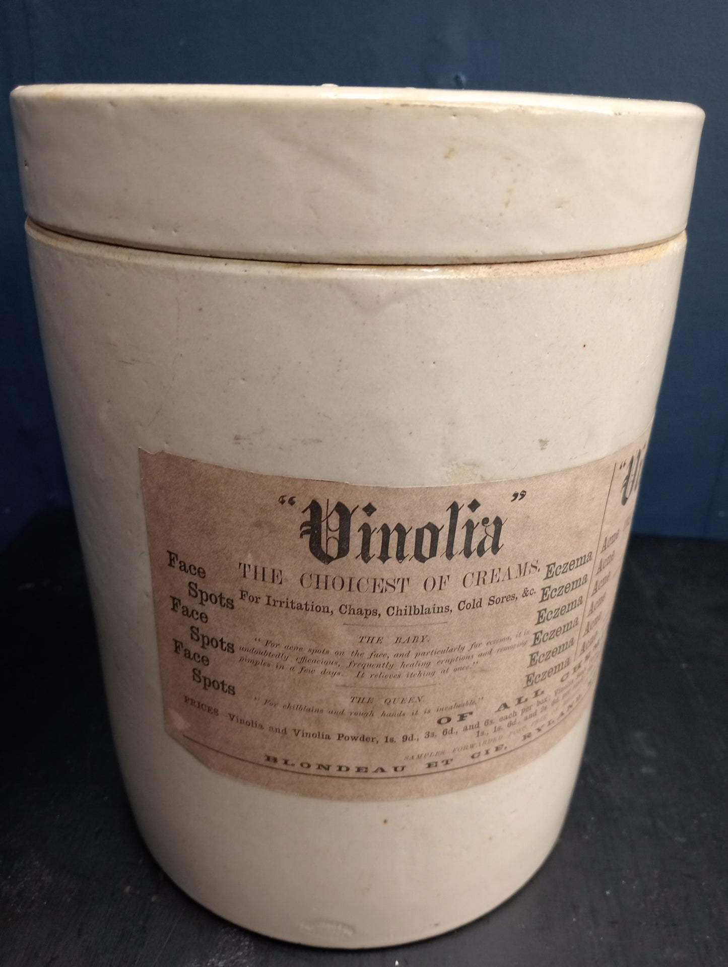 Earthenware Vinolia pot