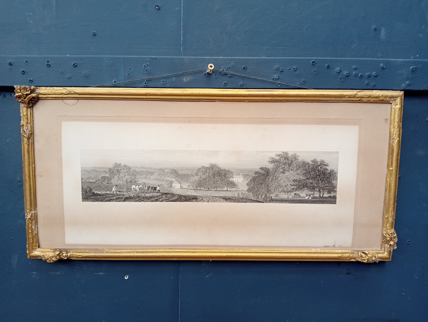 Farm scene gilt print