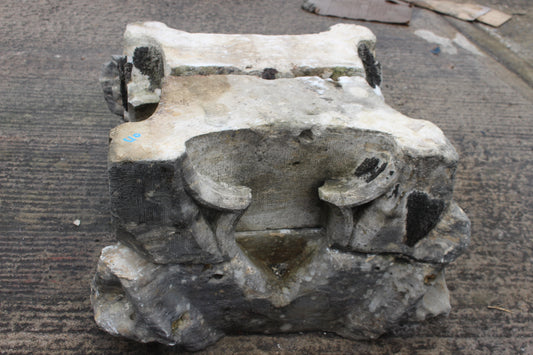 Four piece 19th C stone head in the Gothic style