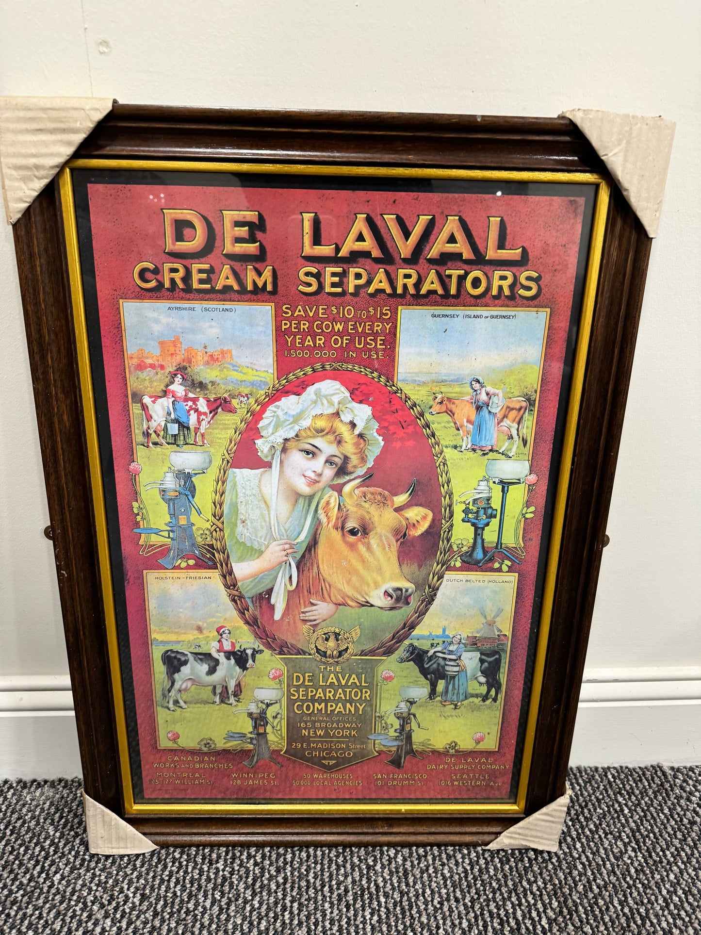 Framed advertising print