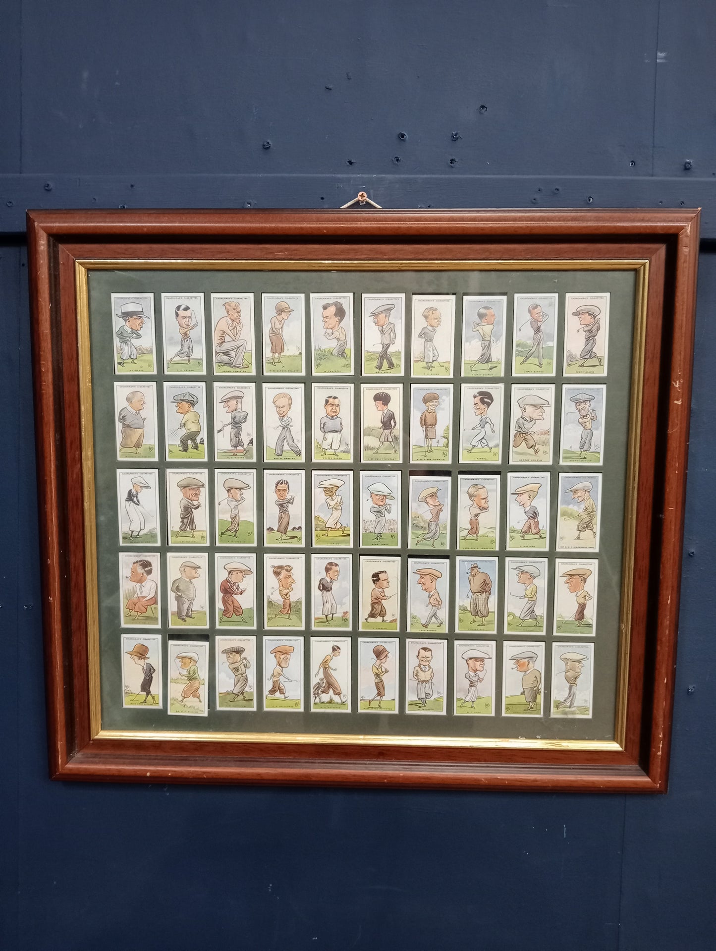 Framed lot of golfing smokers cards